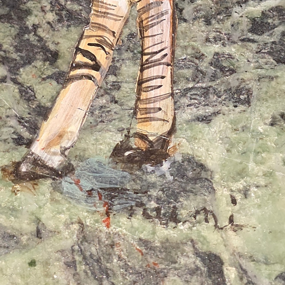 Hand Painted Zebra Stone Art Plaque Signed Trumi Serpentine Marble Safari 12" - Picture 7 of 7